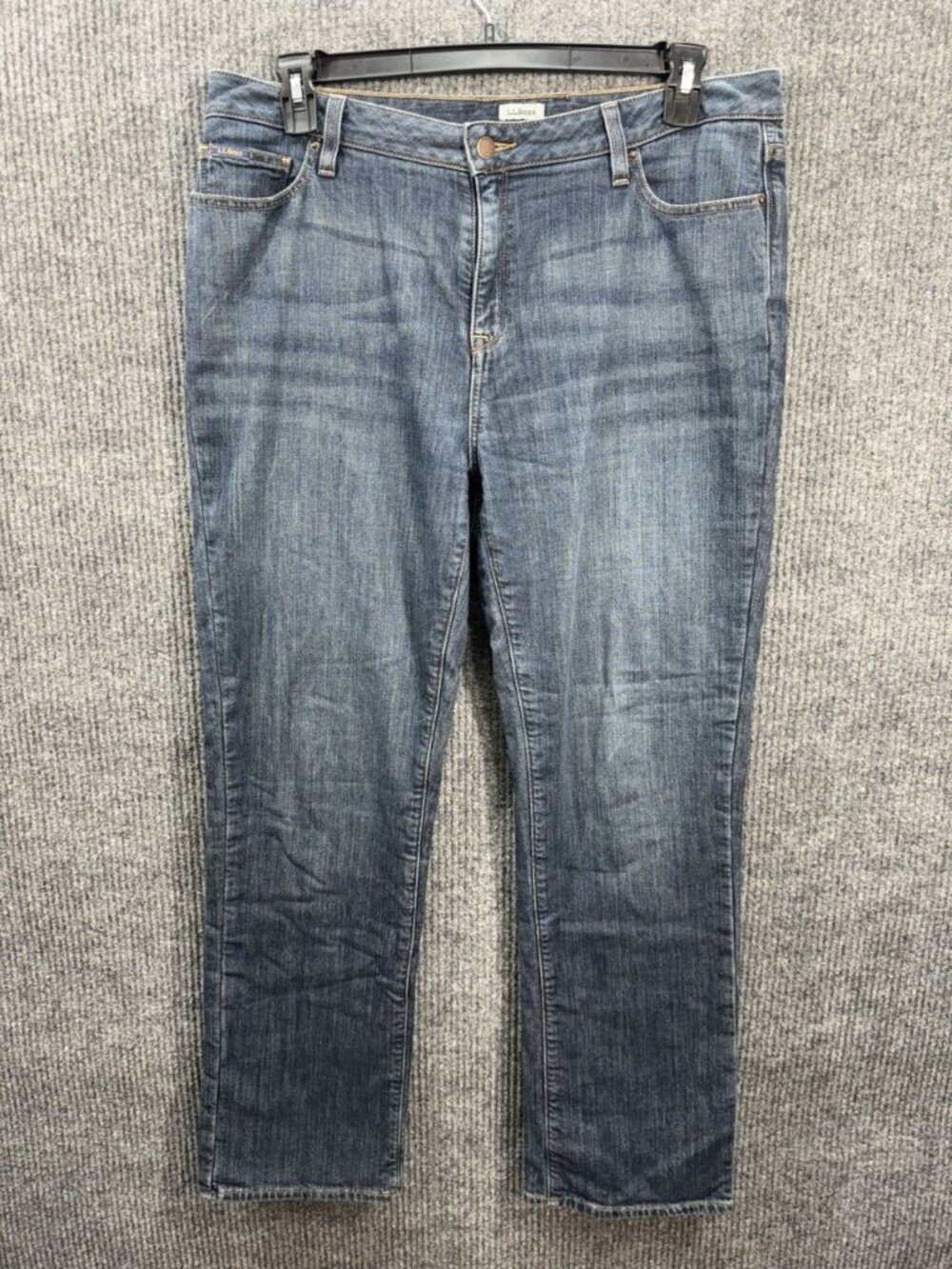 LL Bean Flannel Lined Jeans Womens 14 Regular Blue Denim Favorite Fit Stretch